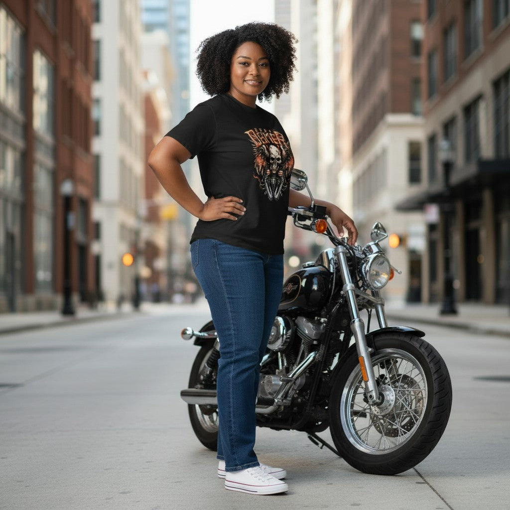 Womens "Biker Skull" T-Shirt