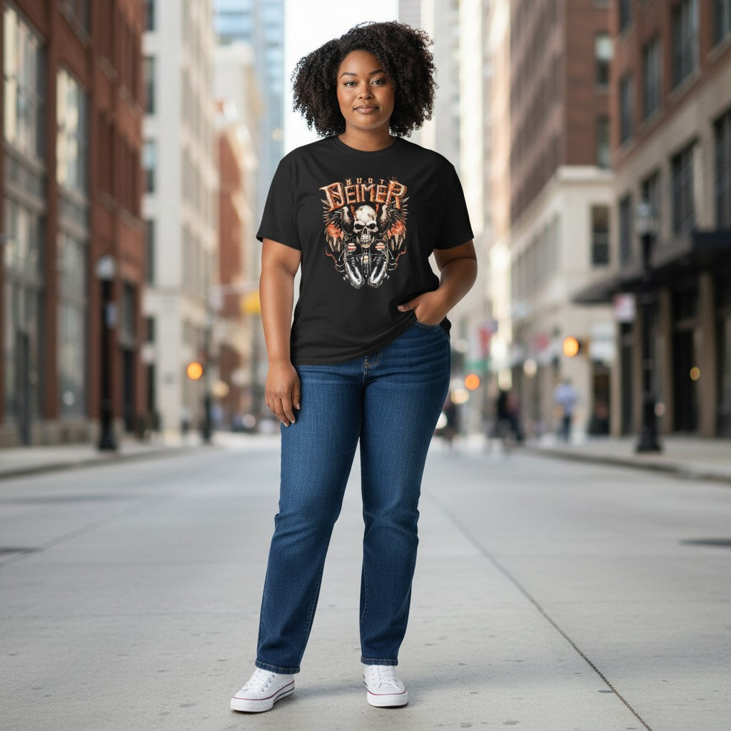 Womens "Biker Skull" T-Shirt