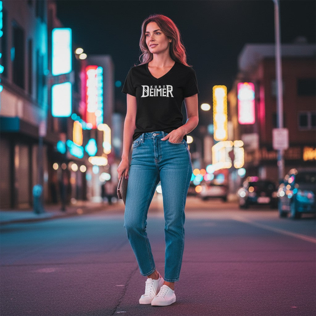 "Kurt Deimer" V-Neck Womens T-Shirt
