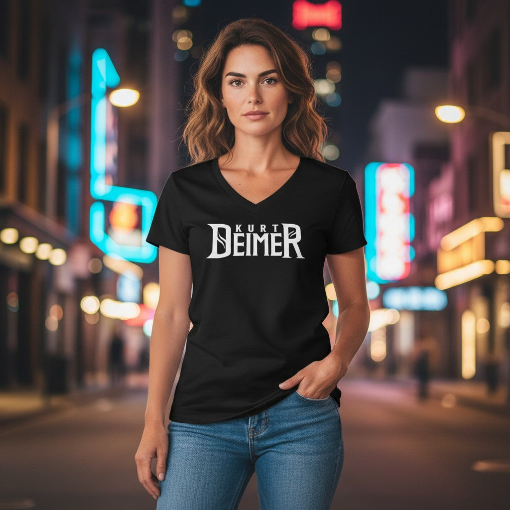 "Kurt Deimer" V-Neck Womens T-Shirt
